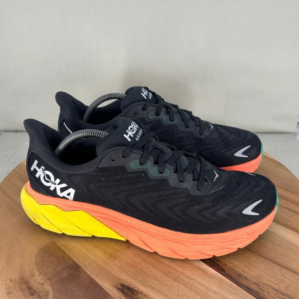 Hoka Arahi 6 Mens Running Shoes Black Flame 1123194 BFLM Size 11 D Cushioned